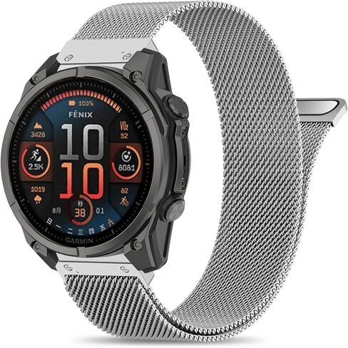 26mm Milanese Loop Compatible with Garmin Fenix 8-51mm/Fenix 7X/6X/5X/3/3HR, Quick Fit Mesh Metal Strap for Tactix 8-51mm/Tactix 7 Pro/Epix Pro 51mm/Instinct 2X/Enduro 51mm in Kuwait