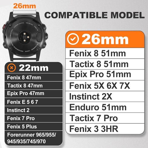 26mm Milanese Loop Compatible with Garmin Fenix 8-51mm/Fenix 7X/6X/5X/3/3HR, Quick Fit Mesh Metal Strap for Tactix 8-51mm/Tactix 7 Pro/Epix Pro 51mm/Instinct 2X/Enduro 51mm in Kuwait
