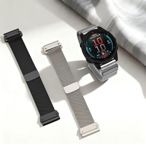 26mm Milanese Loop Compatible with Garmin Fenix 8-51mm/Fenix 7X/6X/5X/3/3HR, Quick Fit Mesh Metal Strap for Tactix 8-51mm/Tactix 7 Pro/Epix Pro 51mm/Instinct 2X/Enduro 51mm in Kuwait