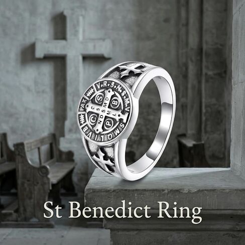ONEFINITY St Benedict Exorcism Ring for Men Catholic Ring St Benedict Jewelry for Women in Kuwait