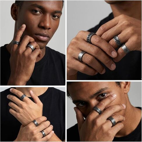 8pcs Rings for Men Celtic Knot Viking Signet Stainless Steel Anxiety Spinner Chain, Band Ring Biker Thumb Vintage Retro Gothic Party in Saudi Arabia