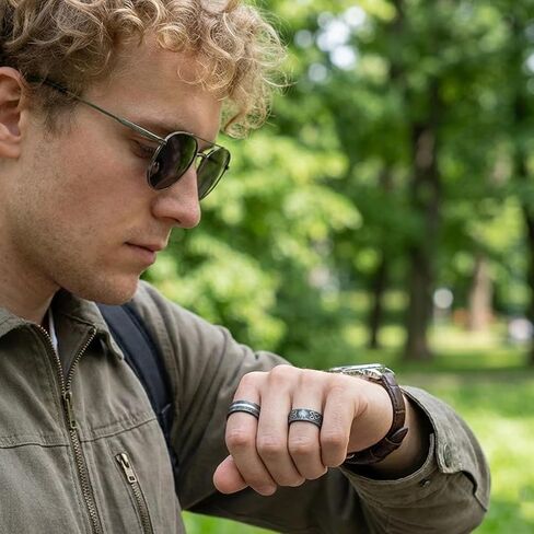 8pcs Rings for Men Celtic Knot Viking Signet Stainless Steel Anxiety Spinner Chain, Band Ring Biker Thumb Vintage Retro Gothic Party in Saudi Arabia