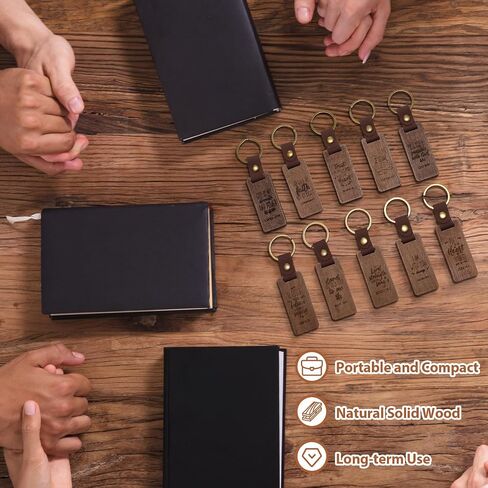Suncalla 50 Sets Christian Wooden Leather Keychain Inspirational Square Keychain with Bible Verse Gift Card Organza Bag Religious Faith Inspired Gifts for Men Women Office School Graduation Church in Kuwait