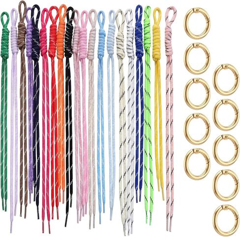 20 Pack Rope Keychain, Paracord Bag Charm, Colorful Braided Nylon Rope Cord Charms for Backpack Purse Handbag Decoration Accessories in Saudi Arabia