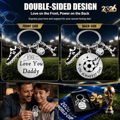 2026 Fathers Day Dad Soccer Gifts from Daughter/Wife/Son,Funny Soccer Keychain for Dad/Stepdad,Personalized Dad Football Keychain Engraved with Love You Daddy in Saudi Arabia