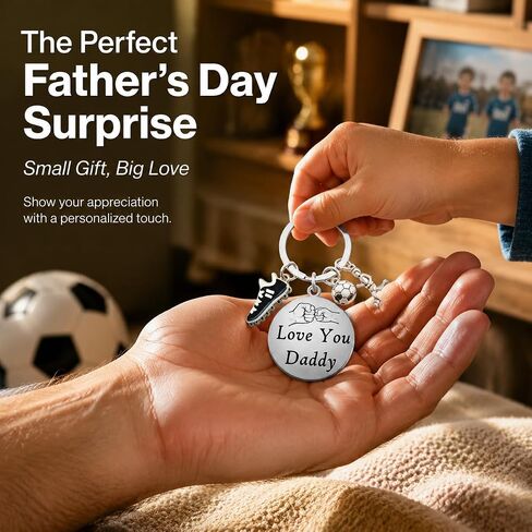 2026 Fathers Day Dad Soccer Gifts from Daughter/Wife/Son,Funny Soccer Keychain for Dad/Stepdad,Personalized Dad Football Keychain Engraved with Love You Daddy in Saudi Arabia