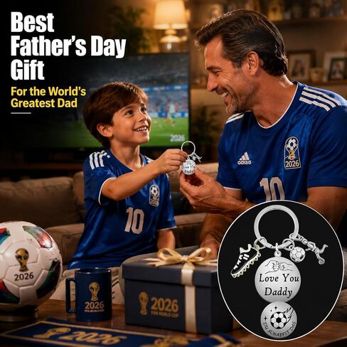 2026 Fathers Day Dad Soccer Gifts from Daughter/Wife/Son,Funny Soccer Keychain for Dad/Stepdad,Personalized Dad Football Keychain Engraved with Love You Daddy in Saudi Arabia