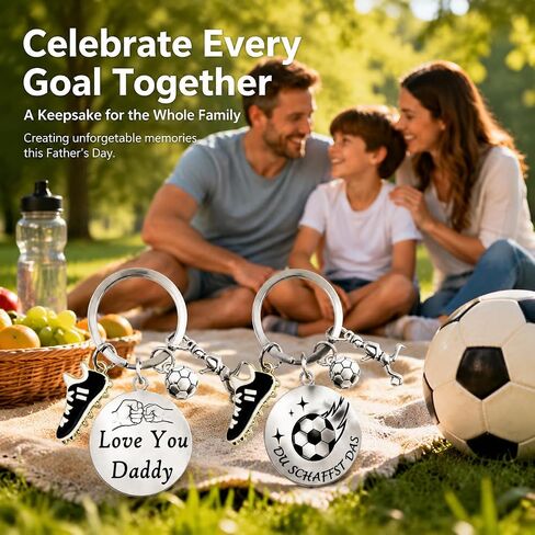 2026 Fathers Day Dad Soccer Gifts from Daughter/Wife/Son,Funny Soccer Keychain for Dad/Stepdad,Personalized Dad Football Keychain Engraved with Love You Daddy in Saudi Arabia