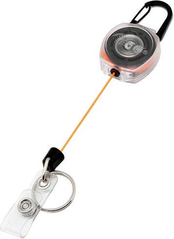 KEY-BAK Clear Sidekick Retractable Carabiner Keychain with Color Cord & Badge Strap – Holds Up to 5 Keys (Orange) in Kuwait