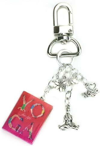 Yoga for Life Meditation Exercise Clay Mini Book Key Chain Ring Bag Purse Backpack Clip Snap Clasp in Saudi Arabia