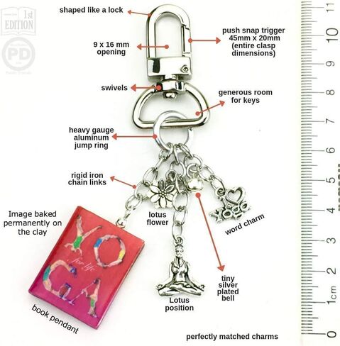 Yoga for Life Meditation Exercise Clay Mini Book Key Chain Ring Bag Purse Backpack Clip Snap Clasp in Saudi Arabia