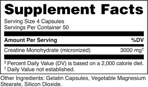 Bucked Up Essentials Creatine Monohydrate 3000mg | Micronized Creatine | Non GMO Gluten Free Third Party Tested | Daily Creatine Supplement Capsules (200 Capsules, 50 Servings) in Saudi Arabia
