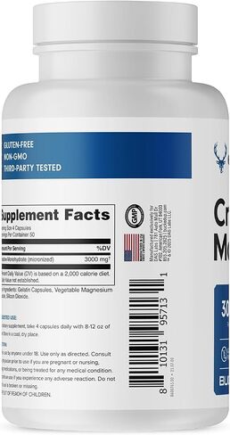 Bucked Up Essentials Creatine Monohydrate 3000mg | Micronized Creatine | Non GMO Gluten Free Third Party Tested | Daily Creatine Supplement Capsules (200 Capsules, 50 Servings) in Saudi Arabia