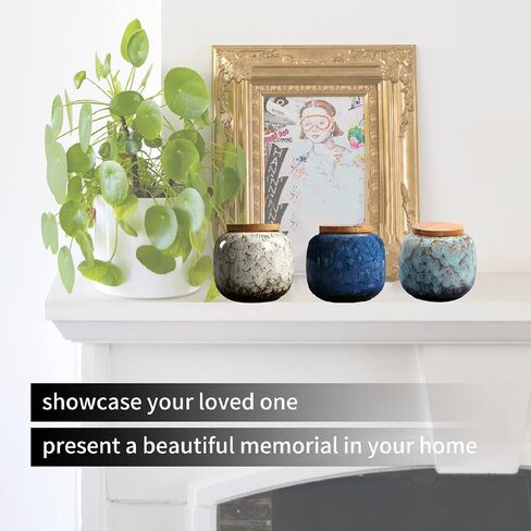 Small urns Set of 3 - Ceramic Decorative Keepsake Small Urns Set 3 Piece for Human Ashes Memorial - Honor Your Loved One Lost in Saudi Arabia