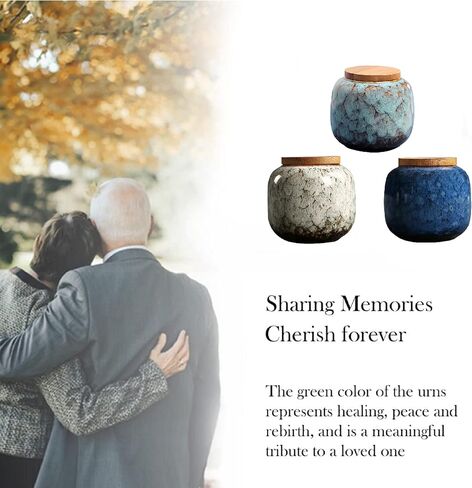 Small urns Set of 3 - Ceramic Decorative Keepsake Small Urns Set 3 Piece for Human Ashes Memorial - Honor Your Loved One Lost in Saudi Arabia