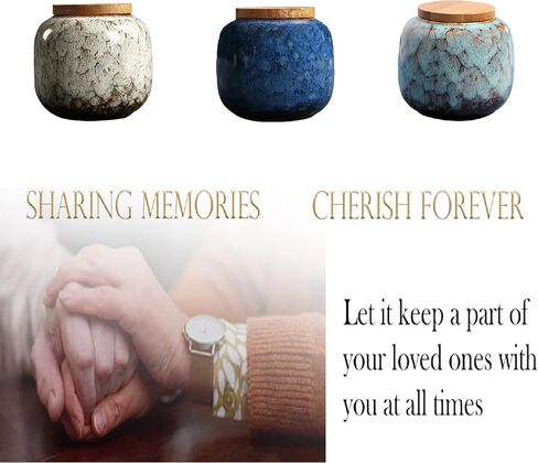Small urns Set of 3 - Ceramic Decorative Keepsake Small Urns Set 3 Piece for Human Ashes Memorial - Honor Your Loved One Lost in Saudi Arabia