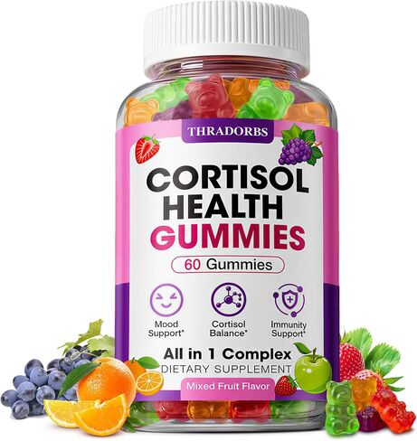 Cortisol Supplements for Women & Men, Cortisol Reducer Gummies with Magnesium Ashwagandha & L-Theanine, Cortisol Manager for Sleep Support & Stress Relief, Mood Balance, Cortisol Detox, 60 Count in Saudi Arabia