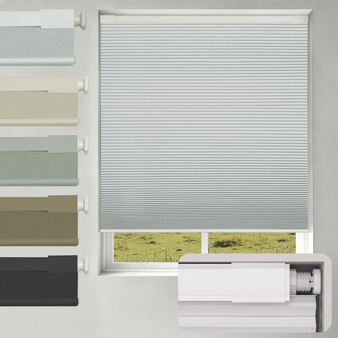 Changshade No Drill No Tools Blackout Cellular Shades,Cordless Blinds for Indoor Windows,Room Darkening Window Shades Honeycomb Blinds for Bedroom,Office,Home,35" w x 64" h,White in Kuwait