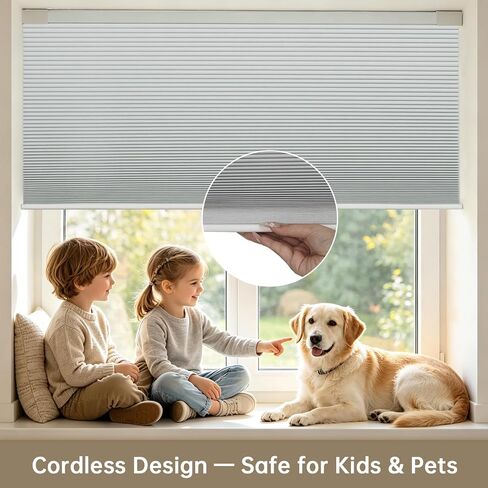 Changshade No Drill No Tools Blackout Cellular Shades,Cordless Blinds for Indoor Windows,Room Darkening Window Shades Honeycomb Blinds for Bedroom,Office,Home,35" w x 64" h,White in Kuwait