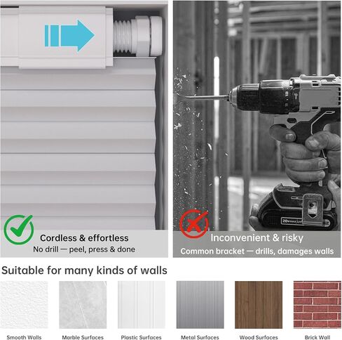 Changshade No Drill No Tools Blackout Cellular Shades,Cordless Blinds for Indoor Windows,Room Darkening Window Shades Honeycomb Blinds for Bedroom,Office,Home,35" w x 64" h,White in Kuwait