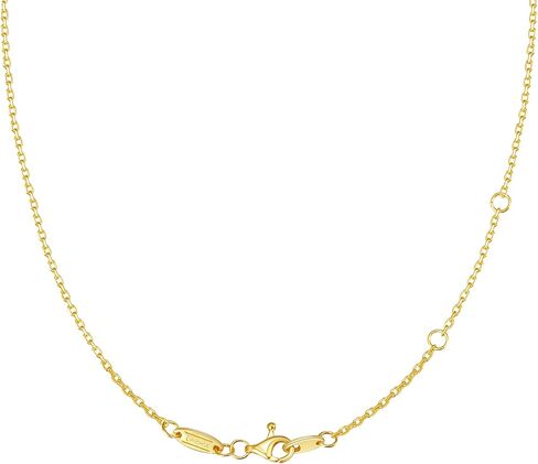 18k Gold Plated 925 Sterling Silver Chain Necklaces for Women, Dainty Sturdy Thin Necklace Chain for Stacking Layering, Adjustable 16/17 / 18 Inches Chain Length in Saudi Arabia