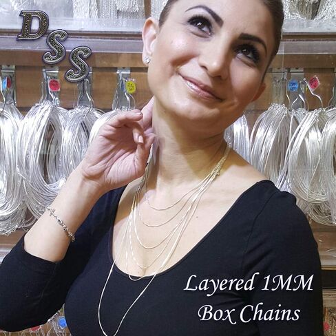 DSS 925 Sterling Silver Necklace for Women, Rhodium Plated, Lobster Claw Clasps, Sterling Silver Chain, Italian Jewelry for Women - Made in Italy in Kuwait