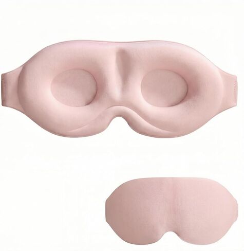 3D Contoured Sleep Mask, Soft Breathable Eye Mask for Sleeping, Light Blocking Blindfold with Adjustable Strap, Comfortable Night Eye Cover for Travel, Nap, Night Shift (1 Black) in Kuwait