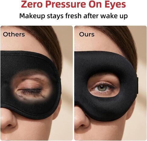 3D Contoured Sleep Mask, Soft Breathable Eye Mask for Sleeping, Light Blocking Blindfold with Adjustable Strap, Comfortable Night Eye Cover for Travel, Nap, Night Shift (1 Black) in Kuwait