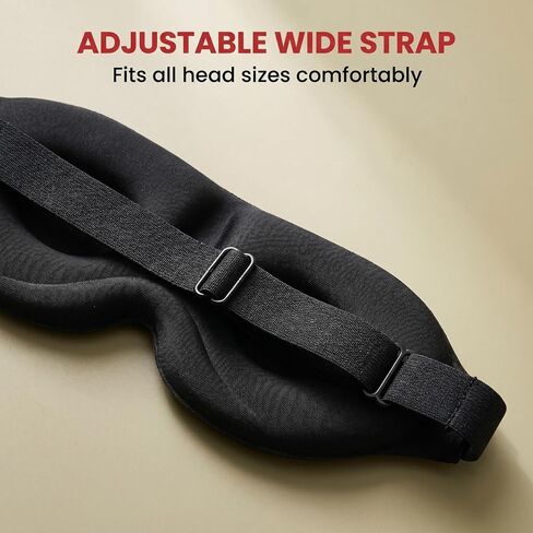 3D Contoured Sleep Mask, Soft Breathable Eye Mask for Sleeping, Light Blocking Blindfold with Adjustable Strap, Comfortable Night Eye Cover for Travel, Nap, Night Shift (1 Black) in Kuwait