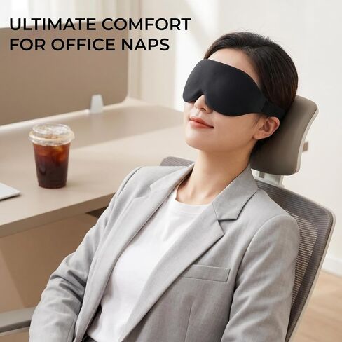 3D Contoured Sleep Mask, Soft Breathable Eye Mask for Sleeping, Light Blocking Blindfold with Adjustable Strap, Comfortable Night Eye Cover for Travel, Nap, Night Shift (1 Black) in Kuwait