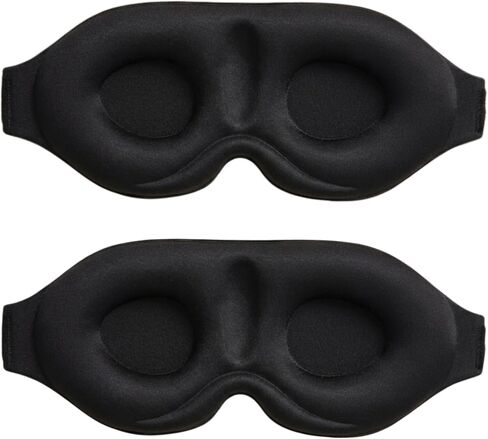 3D Contoured Sleep Mask, Soft Breathable Eye Mask for Sleeping, Light Blocking Blindfold with Adjustable Strap, Comfortable Night Eye Cover for Travel, Nap, Night Shift (1 Black) in Kuwait