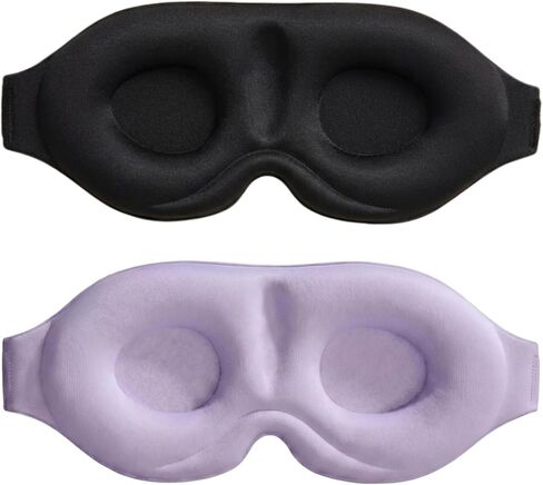 3D Contoured Sleep Mask, Soft Breathable Eye Mask for Sleeping, Light Blocking Blindfold with Adjustable Strap, Comfortable Night Eye Cover for Travel, Nap, Night Shift (1 Black) in Kuwait