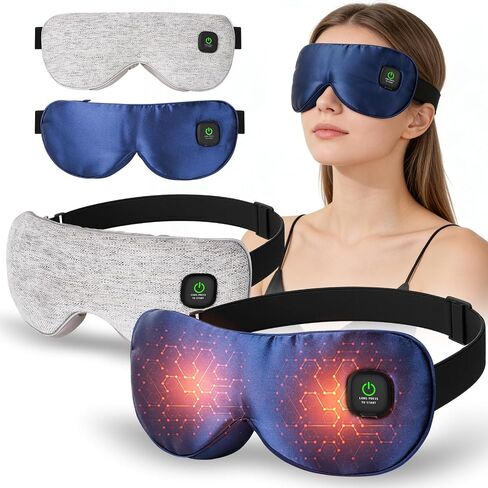 Heated Eye Mask 3 Heat Settings, Cordless Warm Compress with 2 Washable Replacement Covers, Auto Shutoff for Dry Eyes & Eye Strain Home Travel in Saudi Arabia