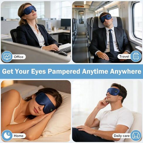 Heated Eye Mask 3 Heat Settings, Cordless Warm Compress with 2 Washable Replacement Covers, Auto Shutoff for Dry Eyes & Eye Strain Home Travel in Saudi Arabia