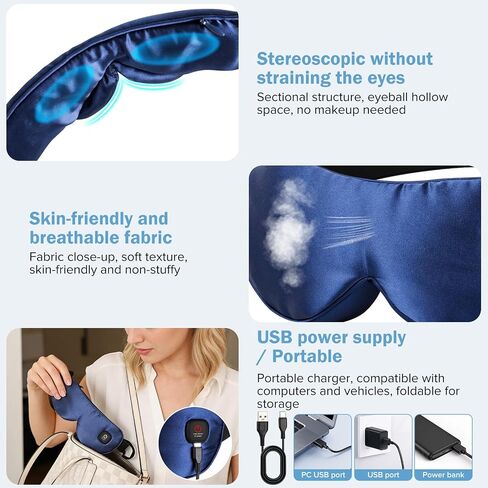 Heated Eye Mask 3 Heat Settings, Cordless Warm Compress with 2 Washable Replacement Covers, Auto Shutoff for Dry Eyes & Eye Strain Home Travel in Saudi Arabia