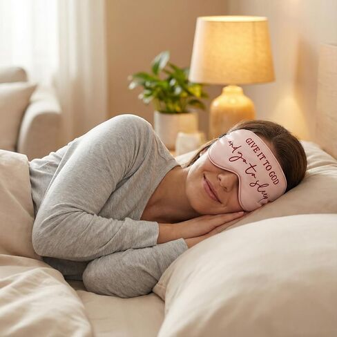 Sleep Mask Set of 2, “Give It to God and Go to Sleep" Comforting Embroidered Eye Mask, Adjustable Soft Sleeping Mask for Men Women, Blindfold to Let Go of Worries and Sleep Peacefully (Black&Pink) in Saudi Arabia
