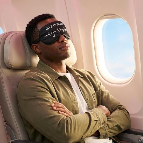 Sleep Mask Set of 2, “Give It to God and Go to Sleep" Comforting Embroidered Eye Mask, Adjustable Soft Sleeping Mask for Men Women, Blindfold to Let Go of Worries and Sleep Peacefully (Black&Pink) in Saudi Arabia