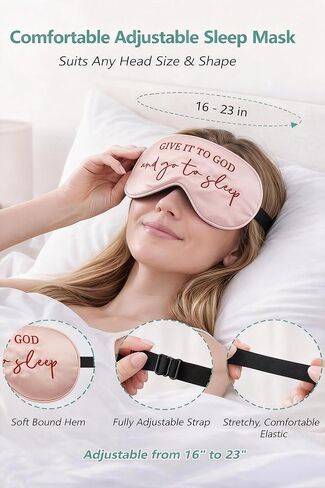 Sleep Mask Set of 2, “Give It to God and Go to Sleep" Comforting Embroidered Eye Mask, Adjustable Soft Sleeping Mask for Men Women, Blindfold to Let Go of Worries and Sleep Peacefully (Black&Pink) in Saudi Arabia