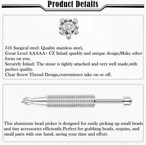 14G CZ Dermal Tops 316L Surgical Steel Internally Threaded Cubic Zirconia Silver Dermal Anchor Tops Dermal Piercing Dermal Kit Piercing Jewelry CZ Size 2mm 3mm 4mm in Kuwait