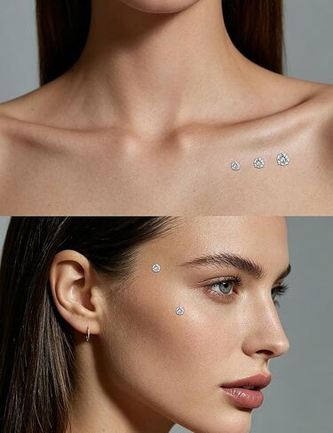 14G CZ Dermal Tops 316L Surgical Steel Internally Threaded Cubic Zirconia Silver Dermal Anchor Tops Dermal Piercing Dermal Kit Piercing Jewelry CZ Size 2mm 3mm 4mm in Kuwait