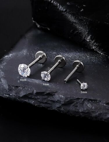 20G 18G 16G F136 التيتانيوم بدون خيوط أقراط مسطحة الظهر ترصيع الأنف الزنمة إلى الأمام اللولب محارة الغضروف الفص أقراط ميدوسا Labret ثعبان لدغة مونرو الشفاه الدائري ثقب المجوهرات للنساء الرجال in Kuwait