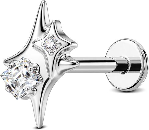 OUFER Body Piercing 18G Star Threadless Flat Back Earrings Titanium Cartilage Earrings for Women Dianty Helix Cartilage Tragus Piercing Jewelry 6MM 8MM Flat Back Conch Helix Tragus Lip Stud in Saudi Arabia