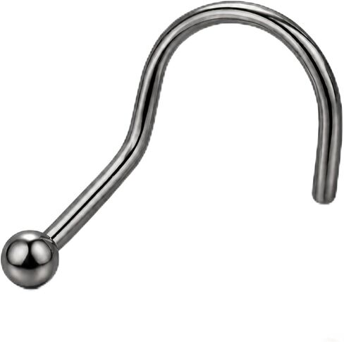Implant Grade Titanium Nose S Stud 20G (0.8mm) – ASTM F-136 Corkscrew, Smooth Ball 1.5mm or 2mm, Hypoallergenic Jewelry, Polished Titanium or Gold PVD – 1 Piece for Women Men in Kuwait