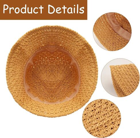 Avxdbr Womens Sun Hat Handmade Crochet Straw Bucket Hat Wide-Brimmed Foldable Travel Summer Beach Cap Green in Saudi Arabia