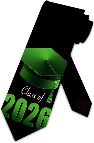 ربطات عنق من Three Rooker Class of 2026 للرجال 2026 Grad Cap ربطة عنق التخرج باللون الأخضر in Kuwait