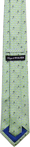 Men's 100% Silk Neckties Owl Printed Tie (Green) in Kuwait