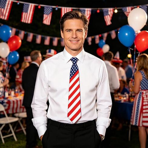 4th of July American Flag Tie for Men, Red White Blue Necktie, for Independence Day Men's Party Costume Accessories in Saudi Arabia