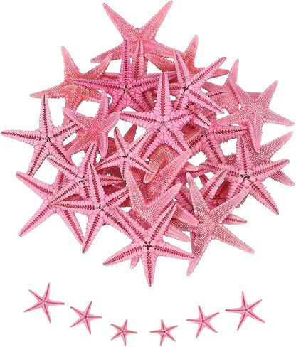 uxcell 30Pcs Starfish for Craft, 0.4"-0.8" Small Natural Starfish Sea Star Crafting Seashells Bulk for Wedding Beach Theme Party Decorations Home Vase DIY Crafts Decor, Pink in Kuwait