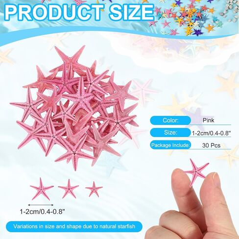 uxcell 30Pcs Starfish for Craft, 0.4"-0.8" Small Natural Starfish Sea Star Crafting Seashells Bulk for Wedding Beach Theme Party Decorations Home Vase DIY Crafts Decor, Pink in Kuwait