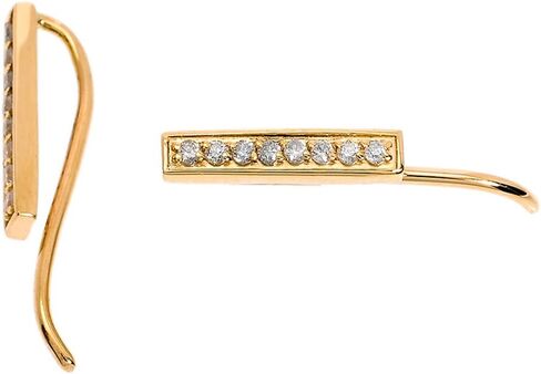 Fine 14K Yellow Gold Diamond Bar Stud Crawler Earrings in Kuwait